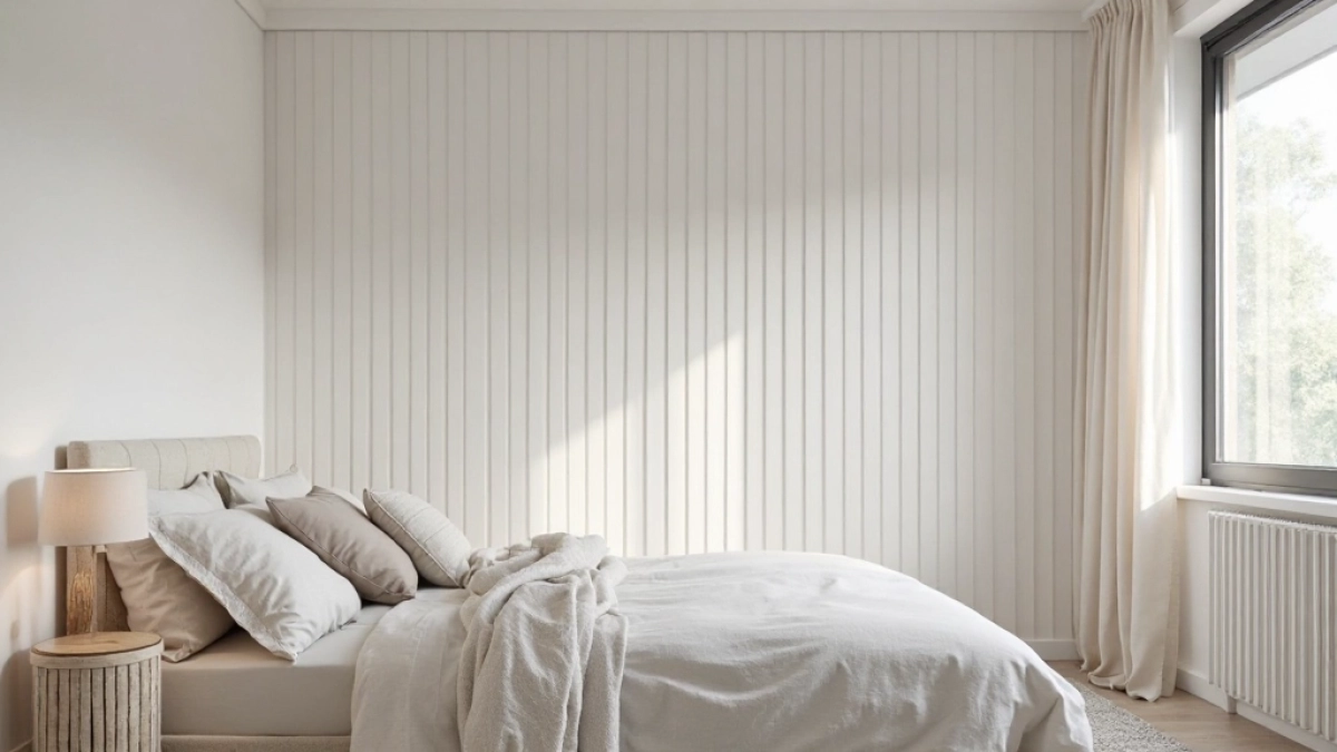 Białe lamele w sypialni