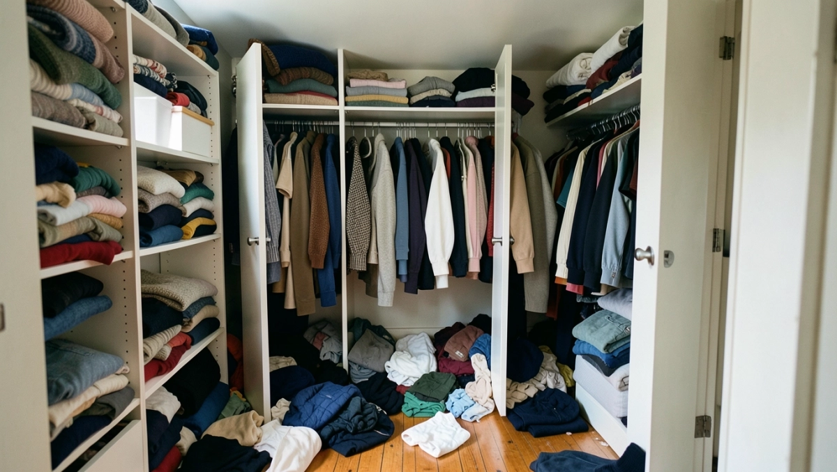 Garderoba w małej sypialni