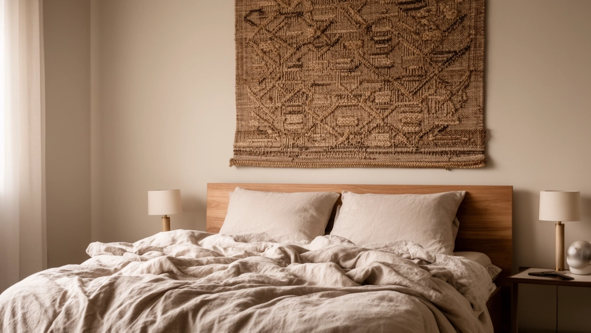 gobelin na sciane w sypialni