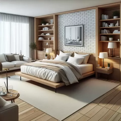 Łóżko Sypialniane W Salonie