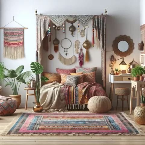 Mała Sypialnia W Stylu Boho