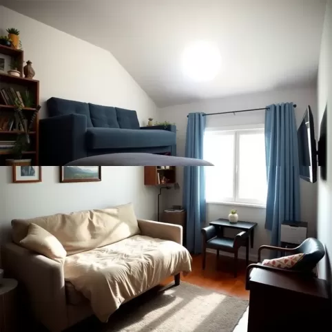 Mały salon z sypialnią