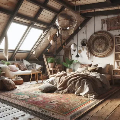 Sypialnia W Stylu Boho Na Poddaszu