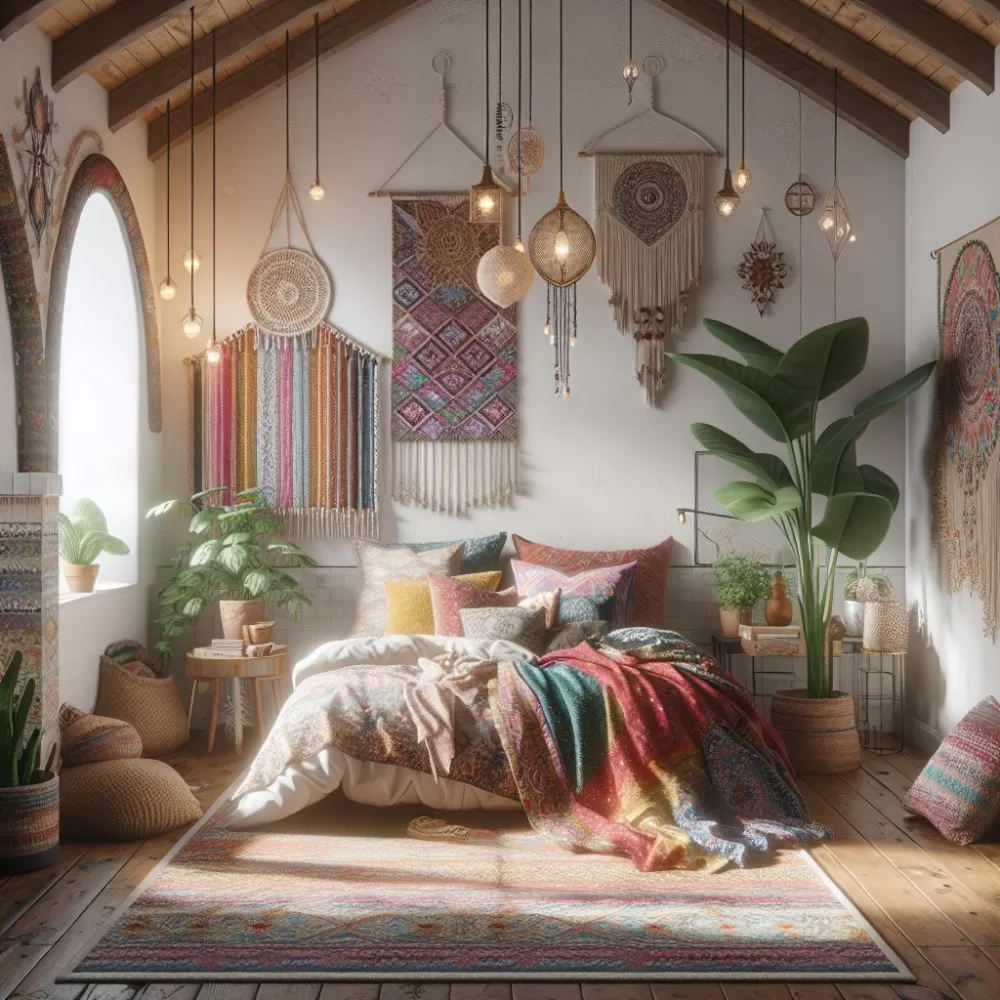 Styl Boho Sypialnia