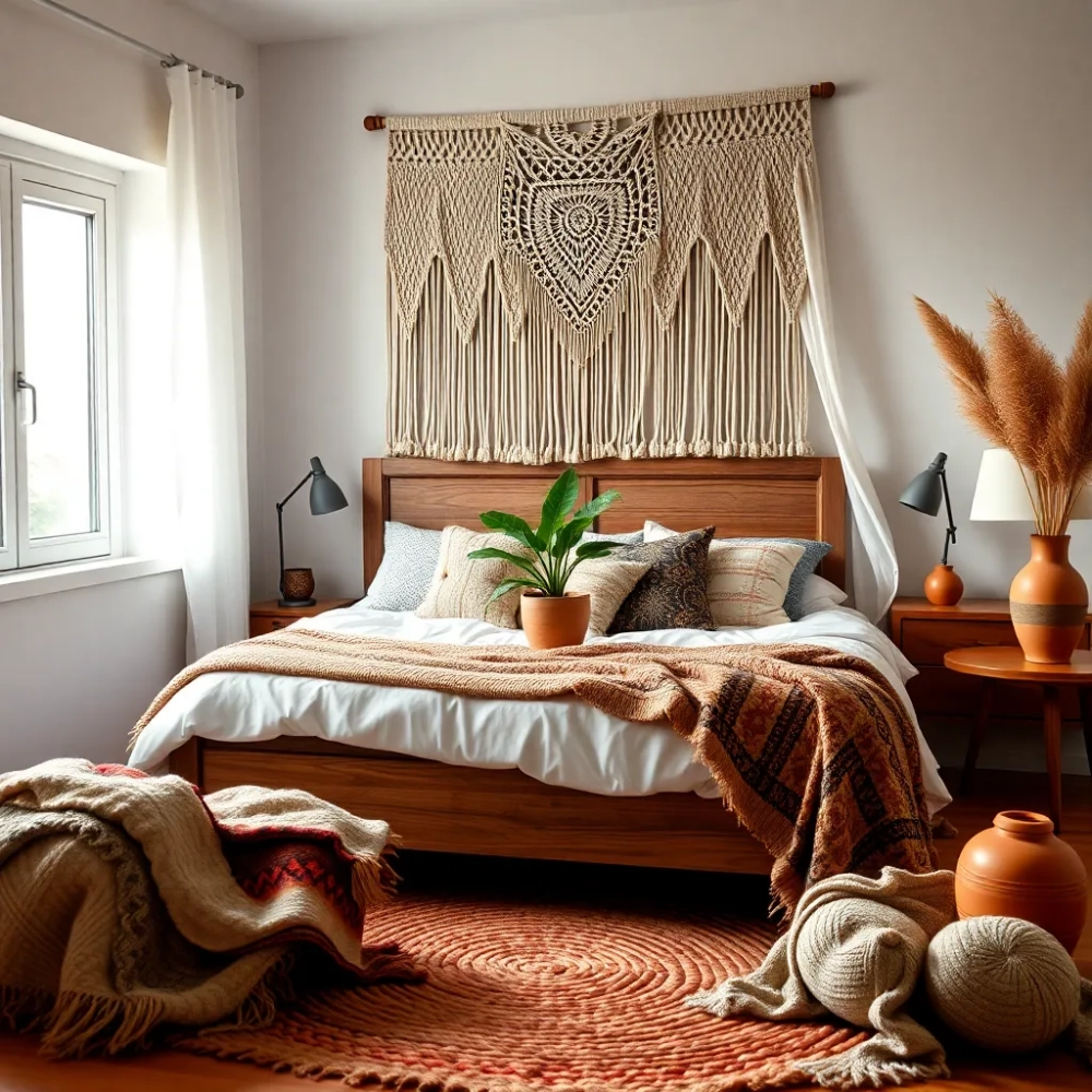 sypialnia inspiracje boho