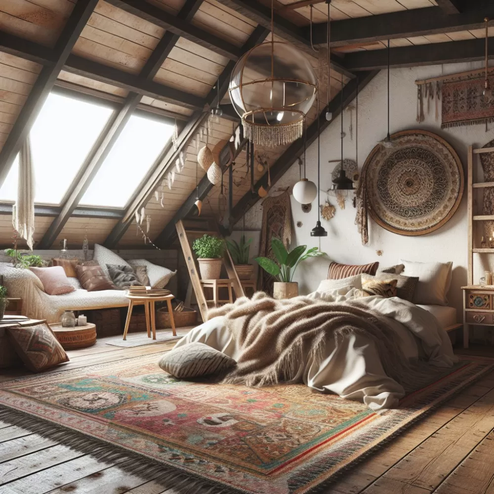 Sypialnia W Stylu Boho Na Poddaszu